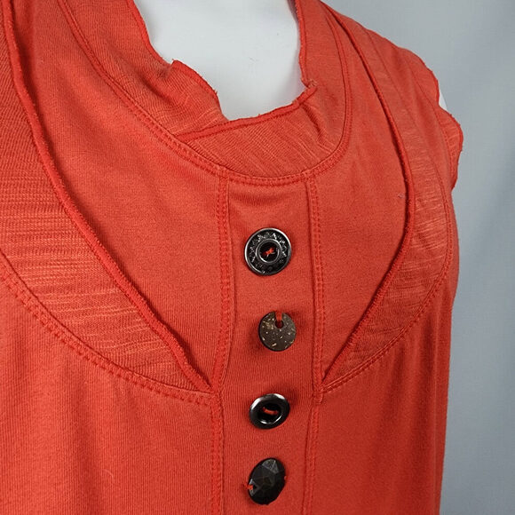 Neon Buddha Orange Cotton Sleeveless Dress Size S - Picture 3 of 8